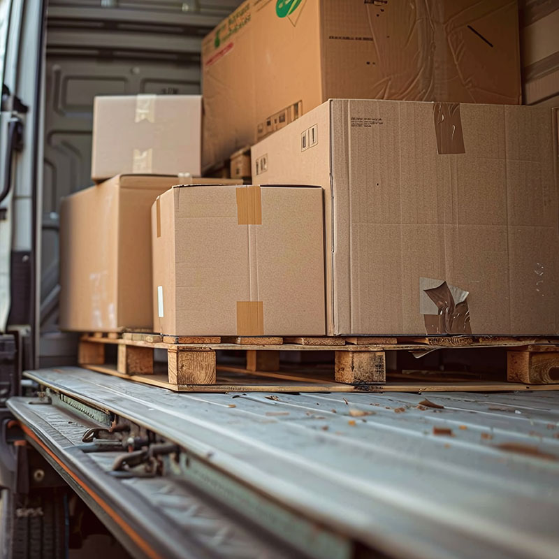 Un camion de déménagement plein de cartons